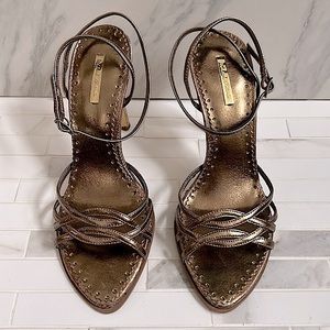 Michael Antonio Bronze Metallic Strappy Heel Sandals Size 6